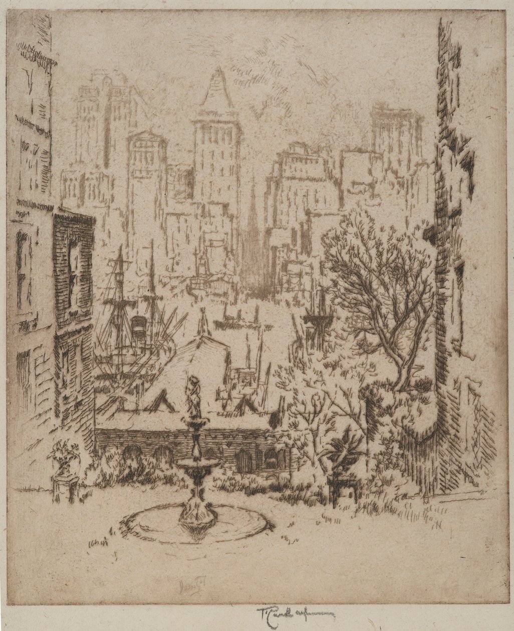 Od Clark Street k Wall Street, 1924 od Joseph Pennell