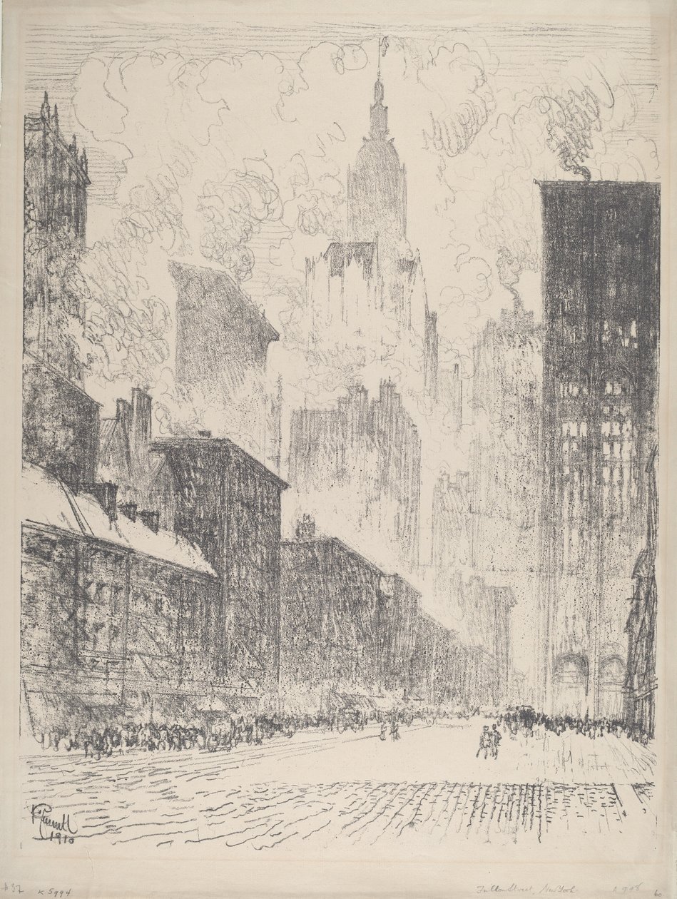 Z Fulton Street, 1910. od Joseph Pennell