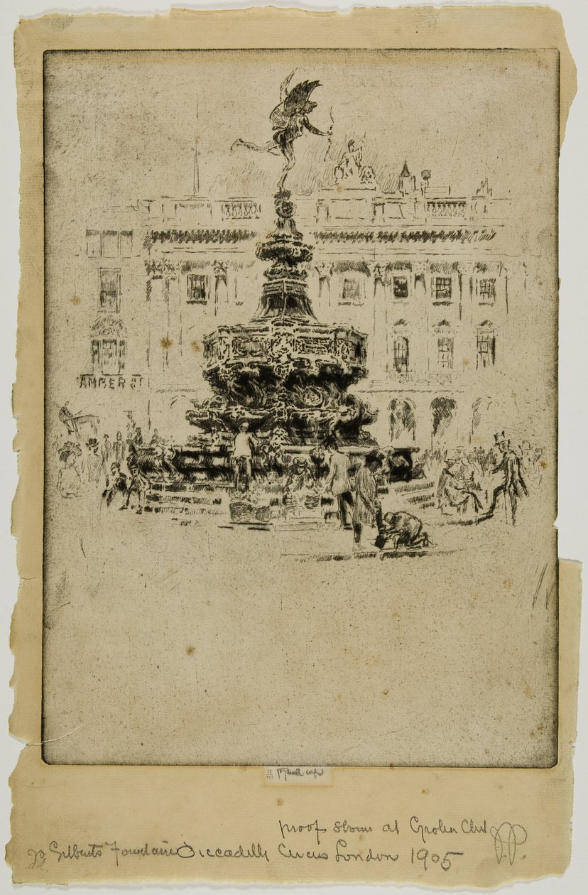 Gilbertův památník, Piccadilly Circus od Joseph Pennell
