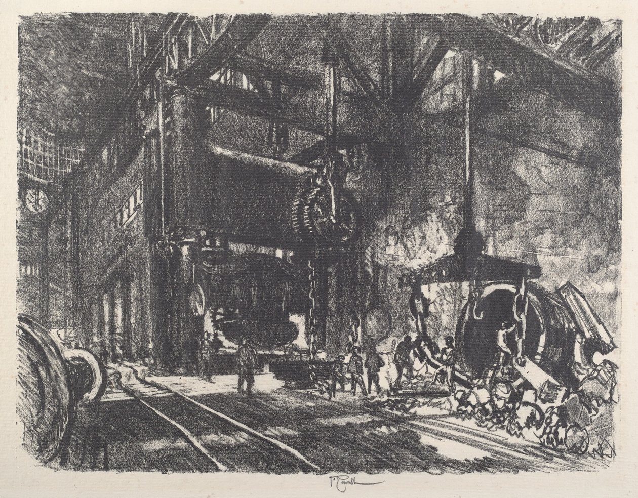 V zemi Brobdingnag, lis na ohýbání pancéřových plátů, 1917. od Joseph Pennell