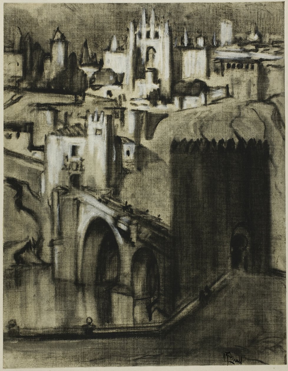 Uličky paláců v terasách kolem svahu, Toledo od Joseph Pennell