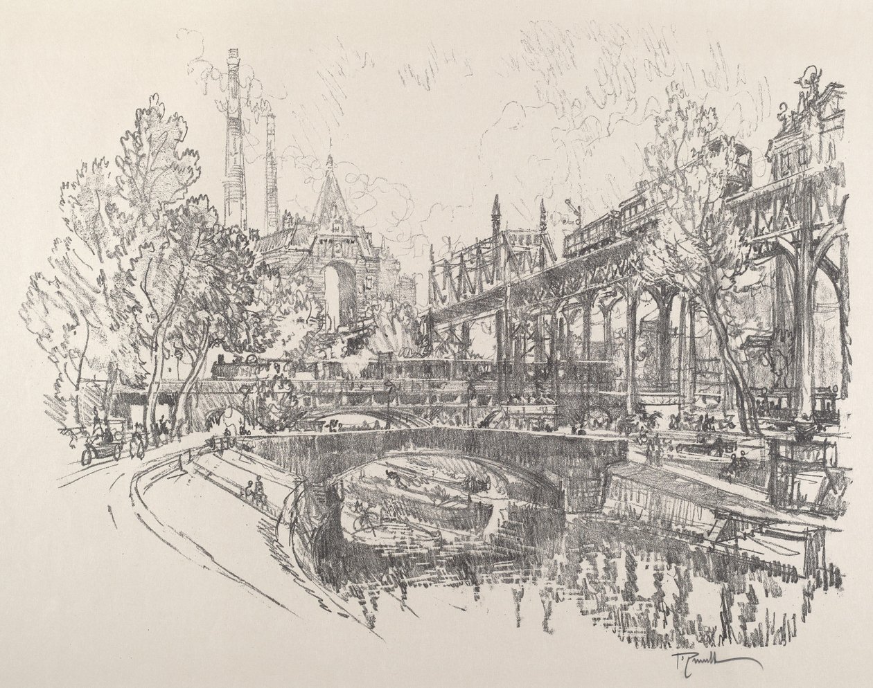 Landwehr Canal, Berlín, 1921. od Joseph Pennell