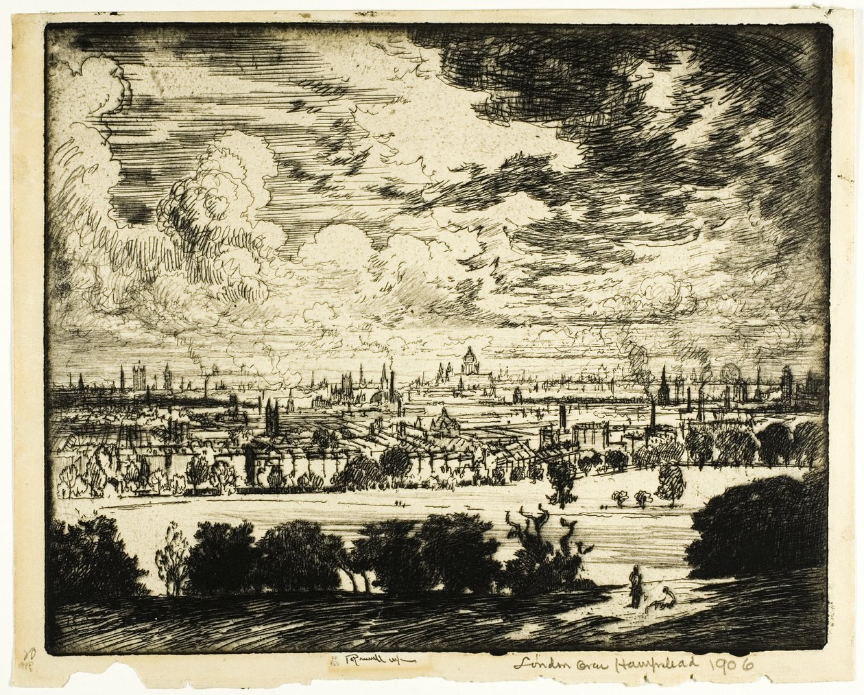 Londýn nad Hampsteadem od Joseph Pennell