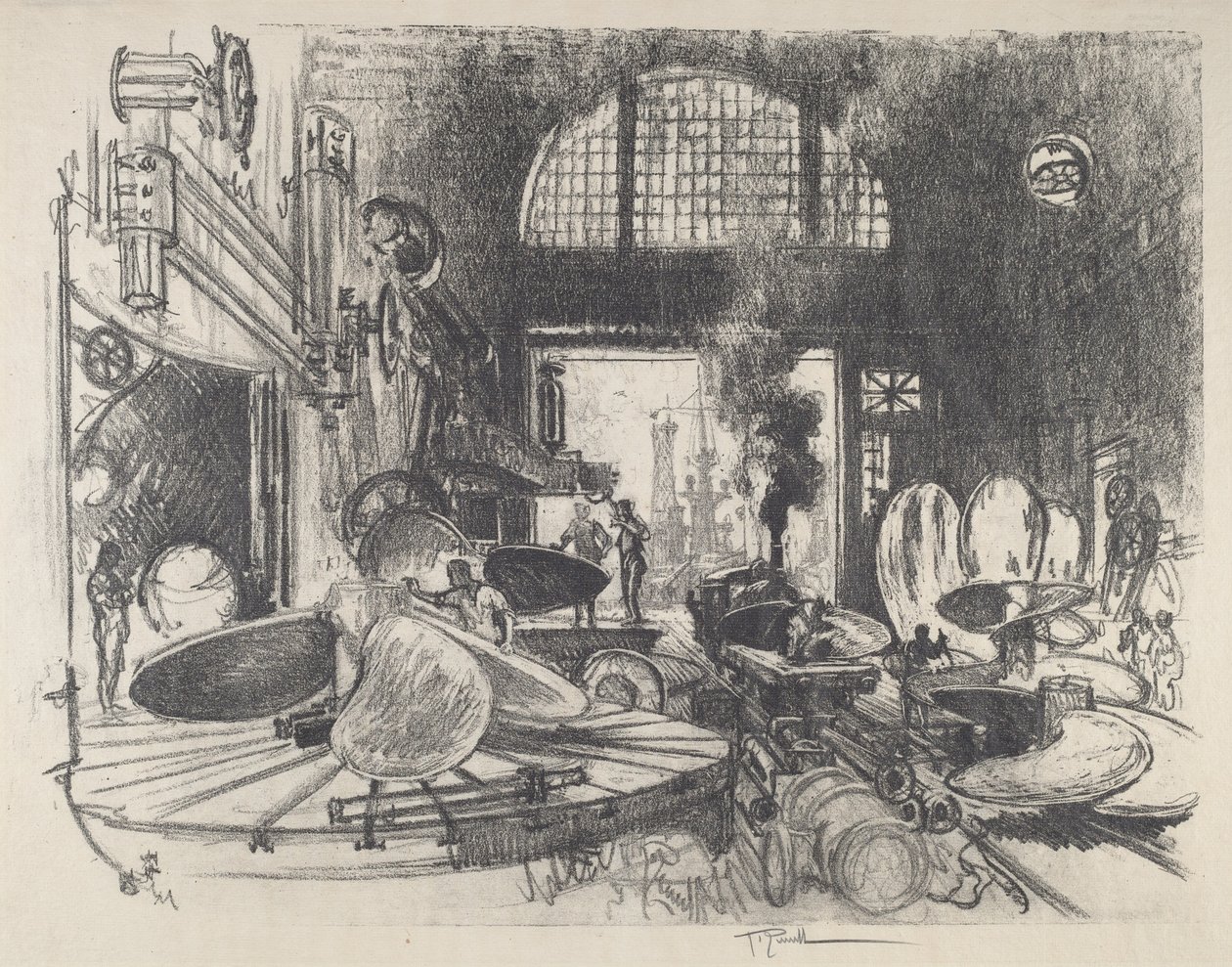 Výroba listů vrtule, 1917. od Joseph Pennell
