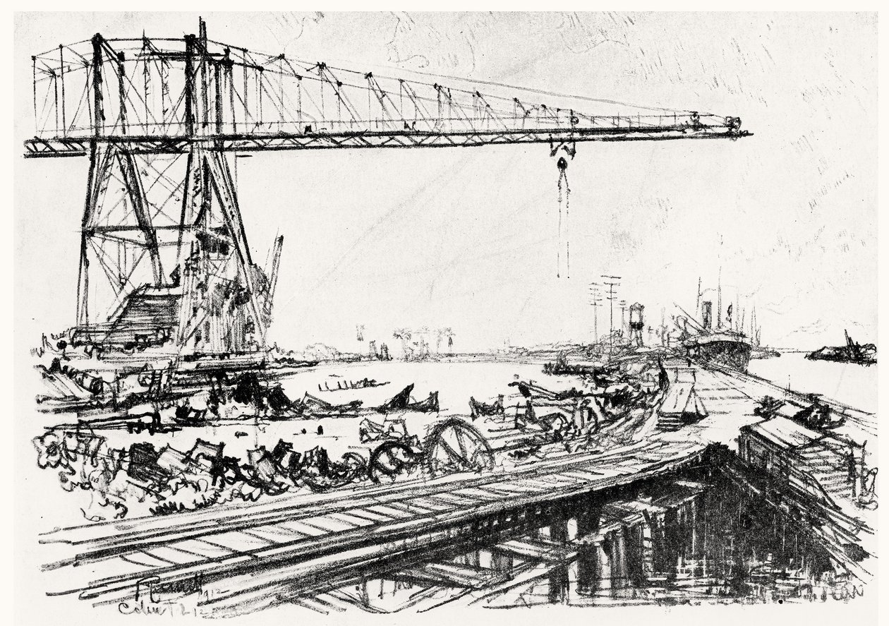 Mount Hope, deska II z Panamského průplavu od Josepha Pennella, 1912 (dřevěné uhlí) od Joseph Pennell