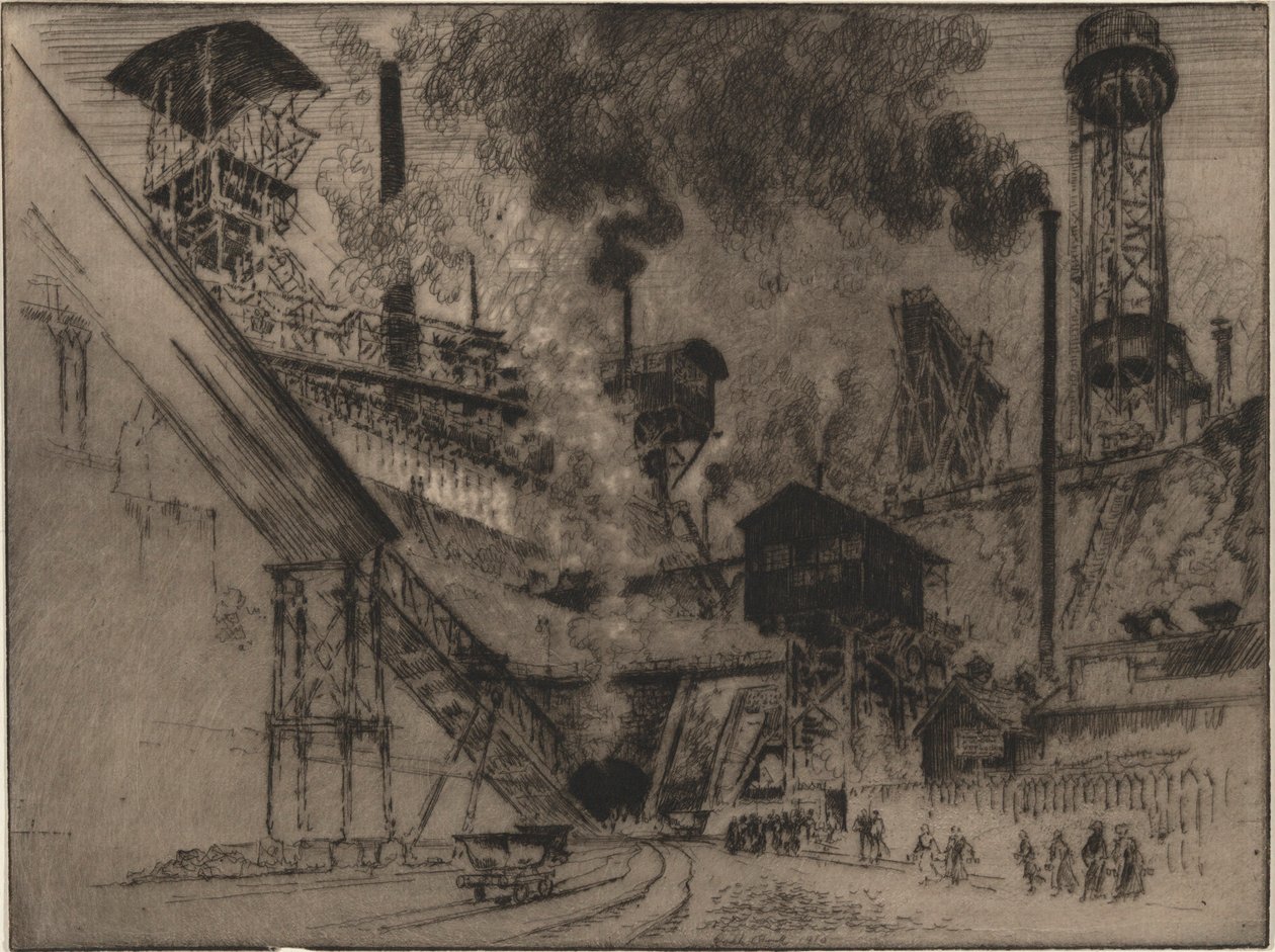 Ústí dolu, Ruhrort u Oberhausenu od Joseph Pennell