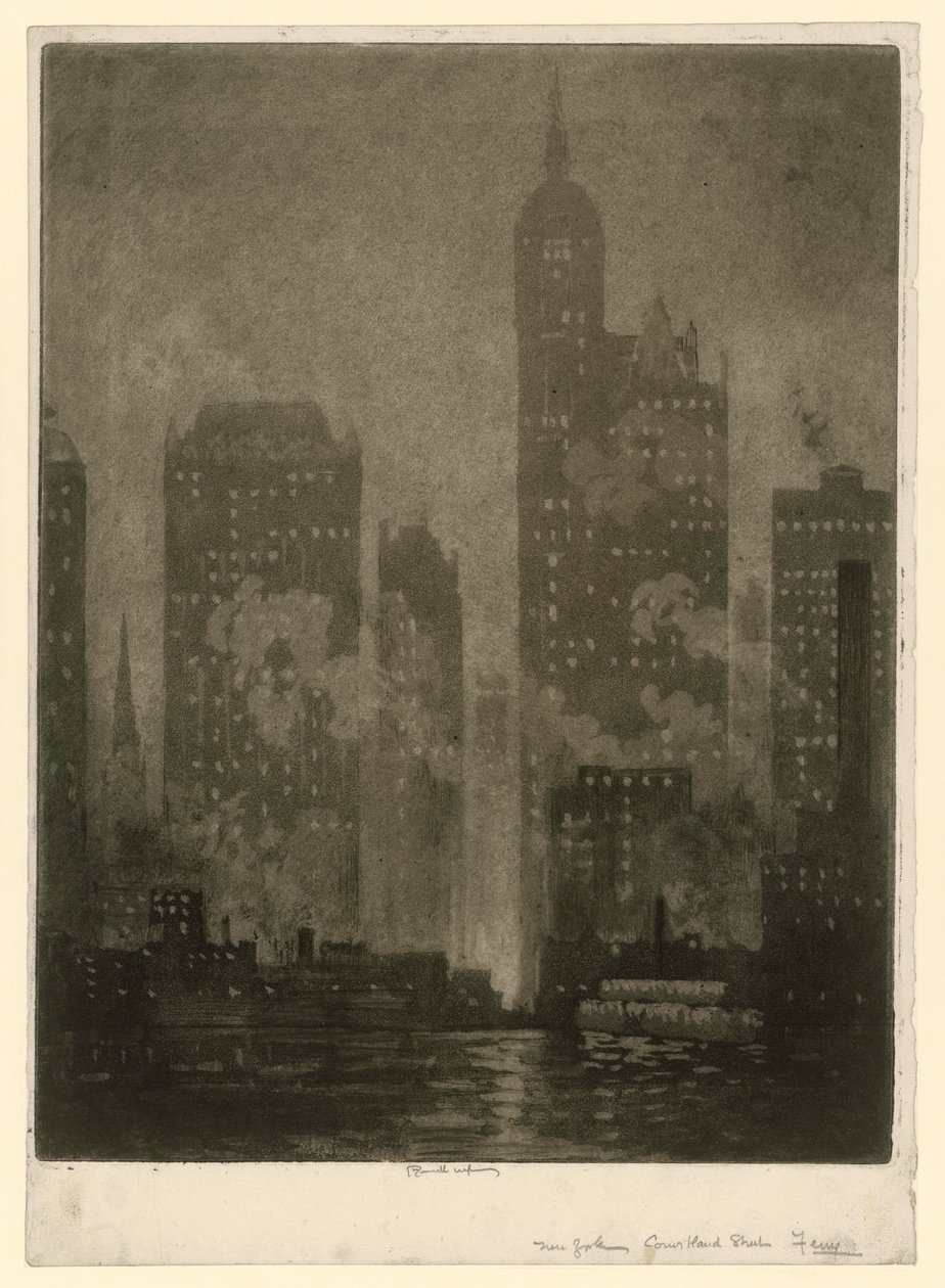 New York. Přívoz z Courtland Street od Joseph Pennell