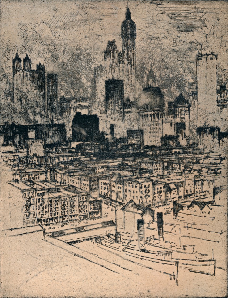 New York z Brooklynského mostu, c1908 od Joseph Pennell