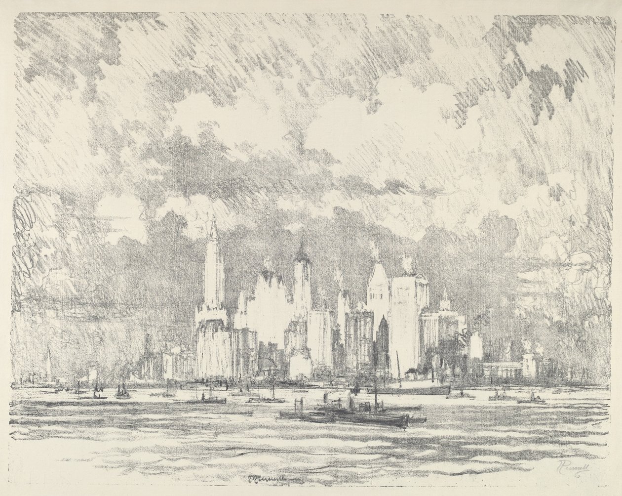 New York z Ellis Island od Joseph Pennell