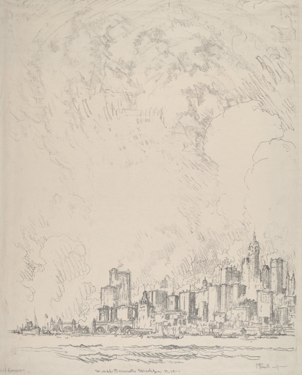 New York z Brooklynu, 1910. od Joseph Pennell
