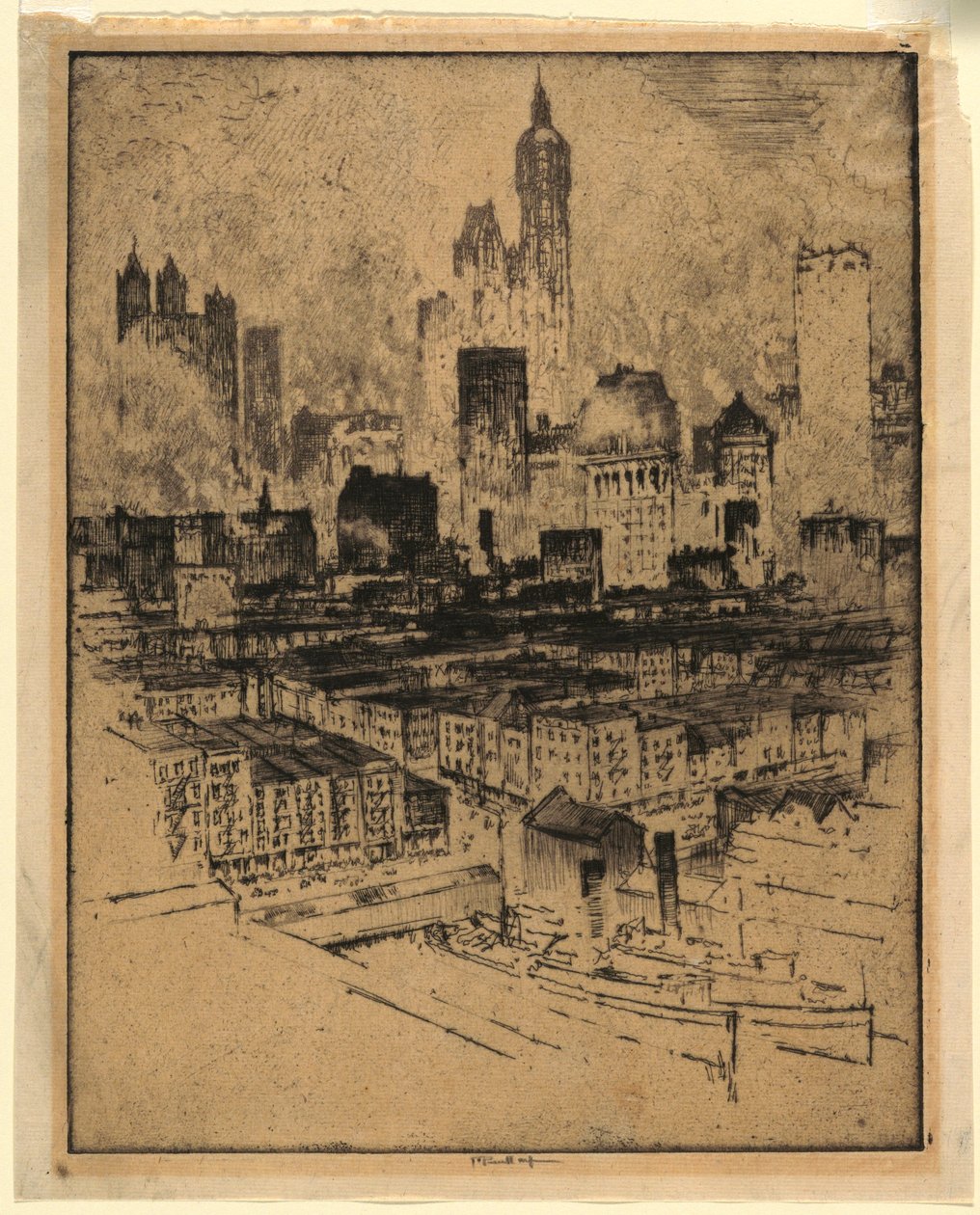 New York z Brooklynského mostu od Joseph Pennell