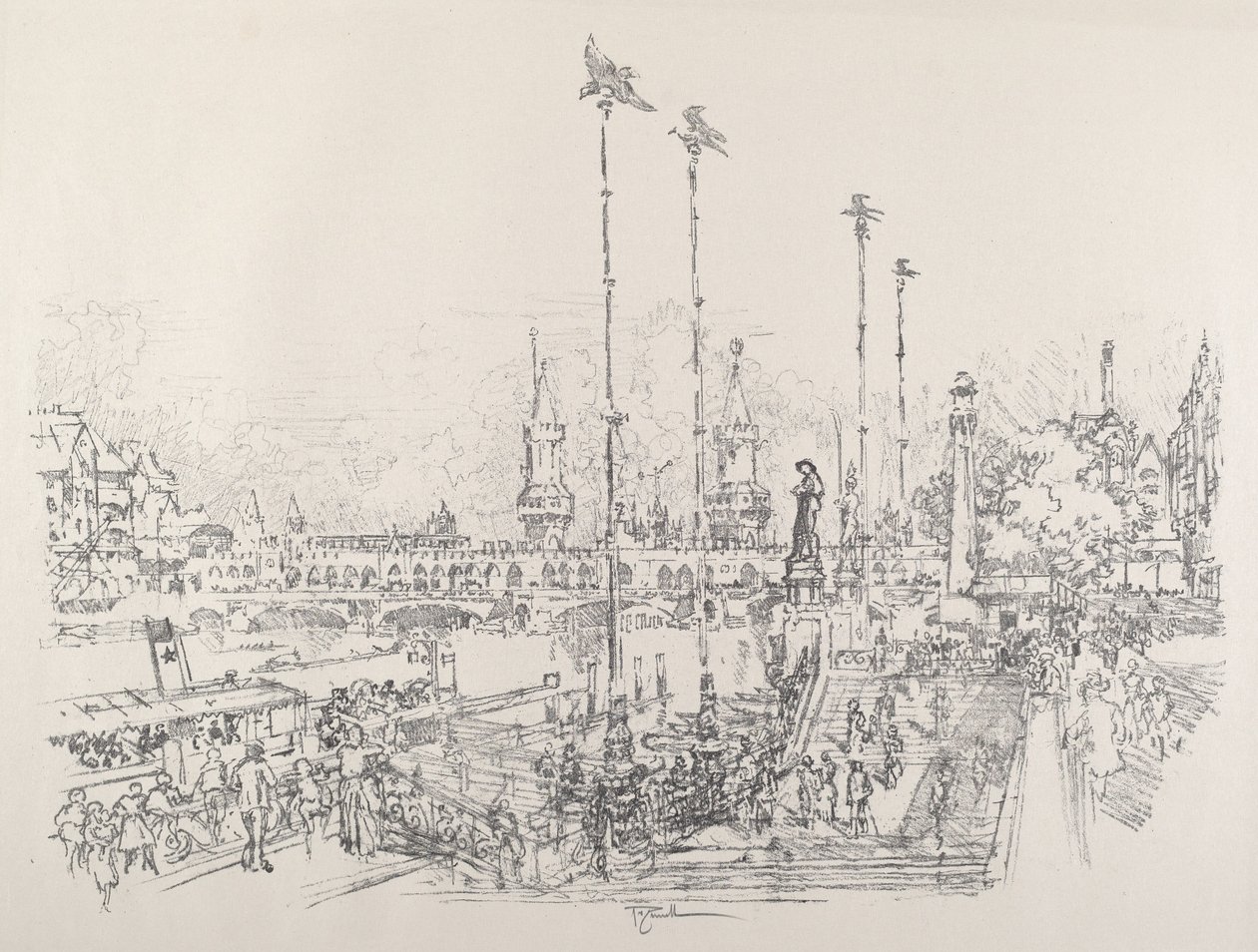 Oberbaumský most, Berlín od Joseph Pennell