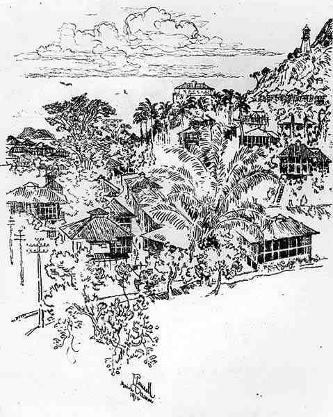 Oficiální Ancon, deska XXIV z Panamského průplavu od Josepha Pennella, 1912 (uhlí na papíře) od Joseph Pennell