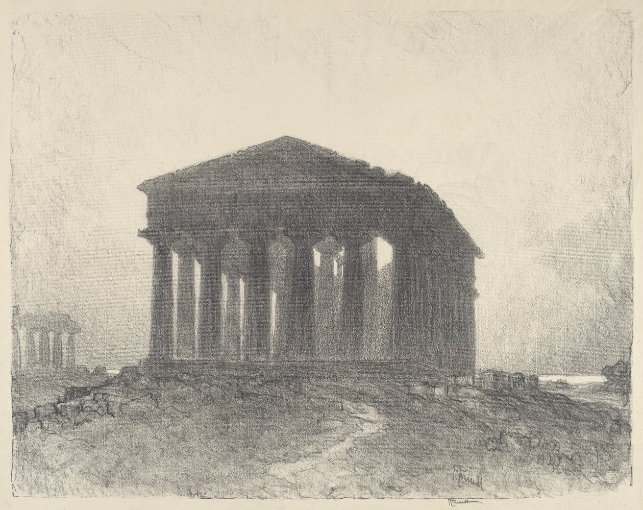Paestum, večer od Joseph Pennell