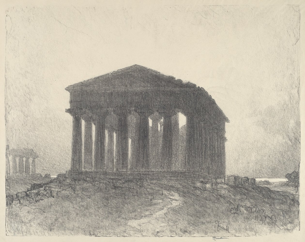 Paestum, večer, 1913 od Joseph Pennell