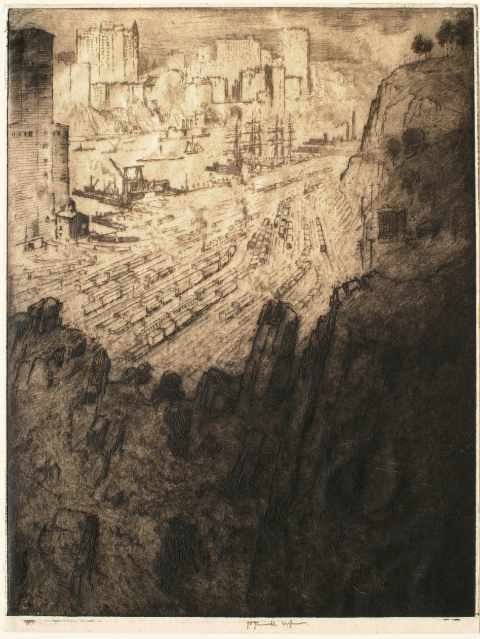 Palisades a paláce, New York od Joseph Pennell