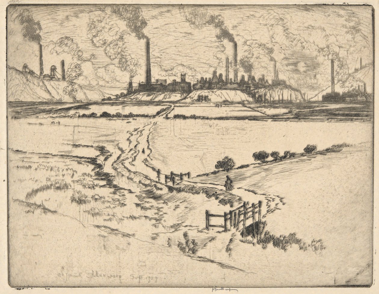 Potlands, Longport, září 1909, (Stokes?) od Joseph Pennell