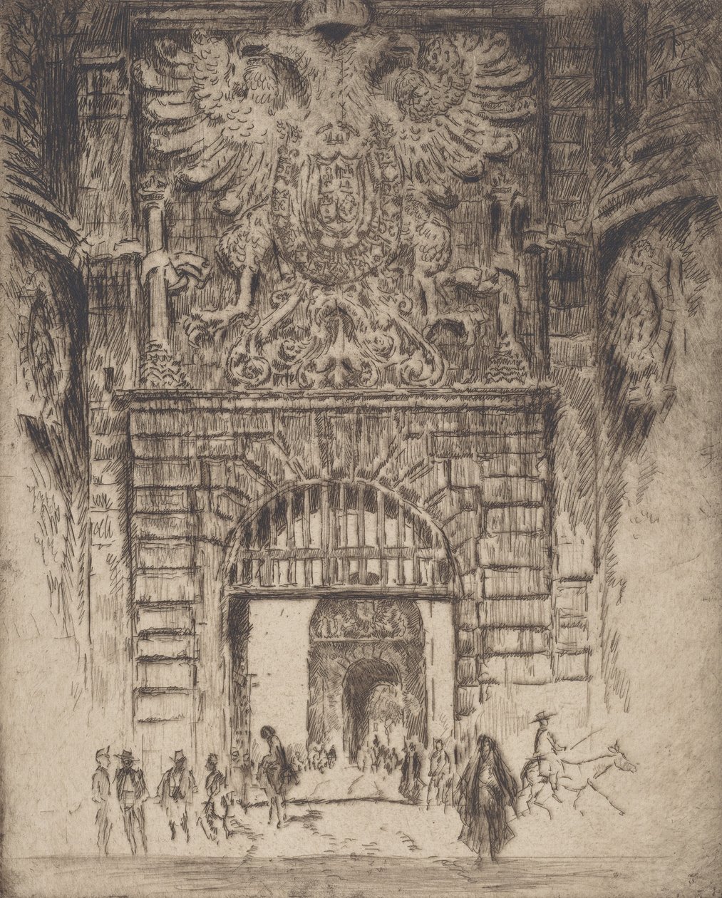 Visagarská brána, brána Madridu, Toledo, 1904. od Joseph Pennell
