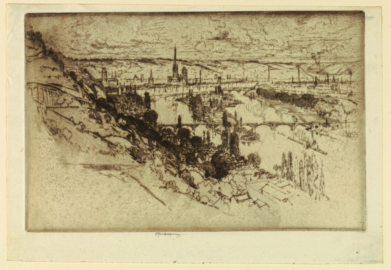 Rouen z Bon Secours od Joseph Pennell