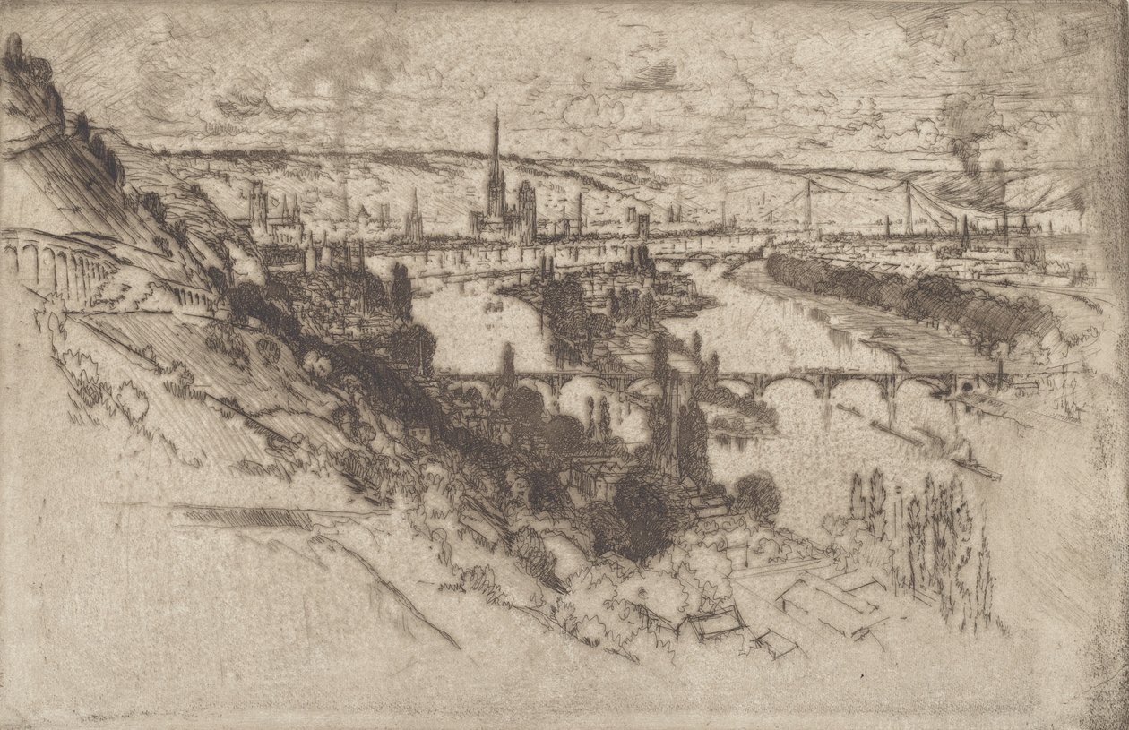 Rouen, z Bon Secours, 1907. od Joseph Pennell
