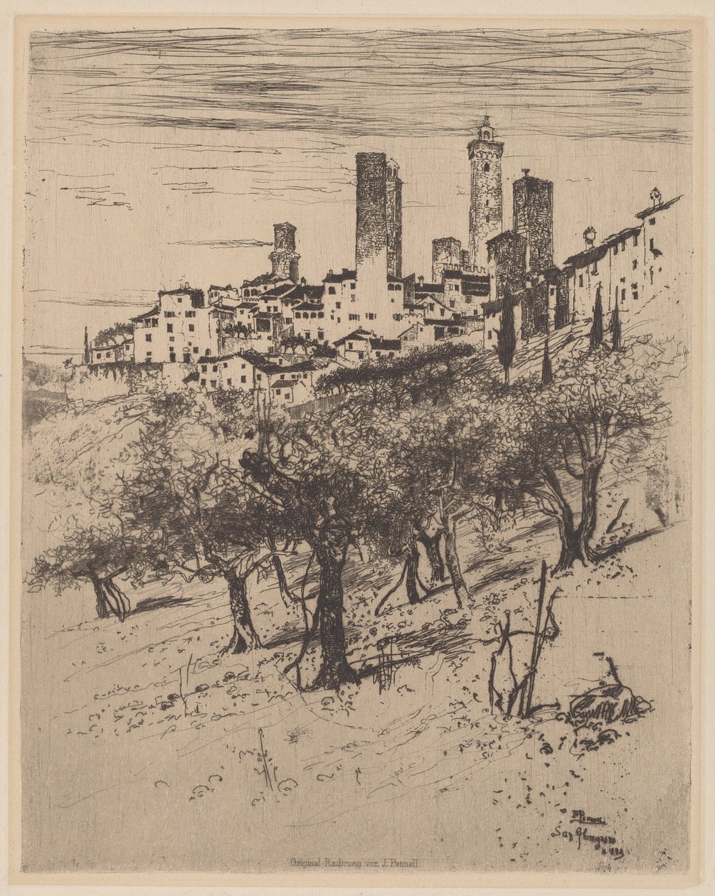 Svatý Gimignano od Joseph Pennell