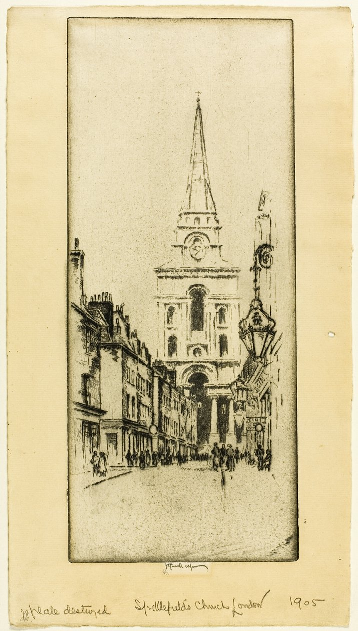 Kostel Spitalfields od Joseph Pennell
