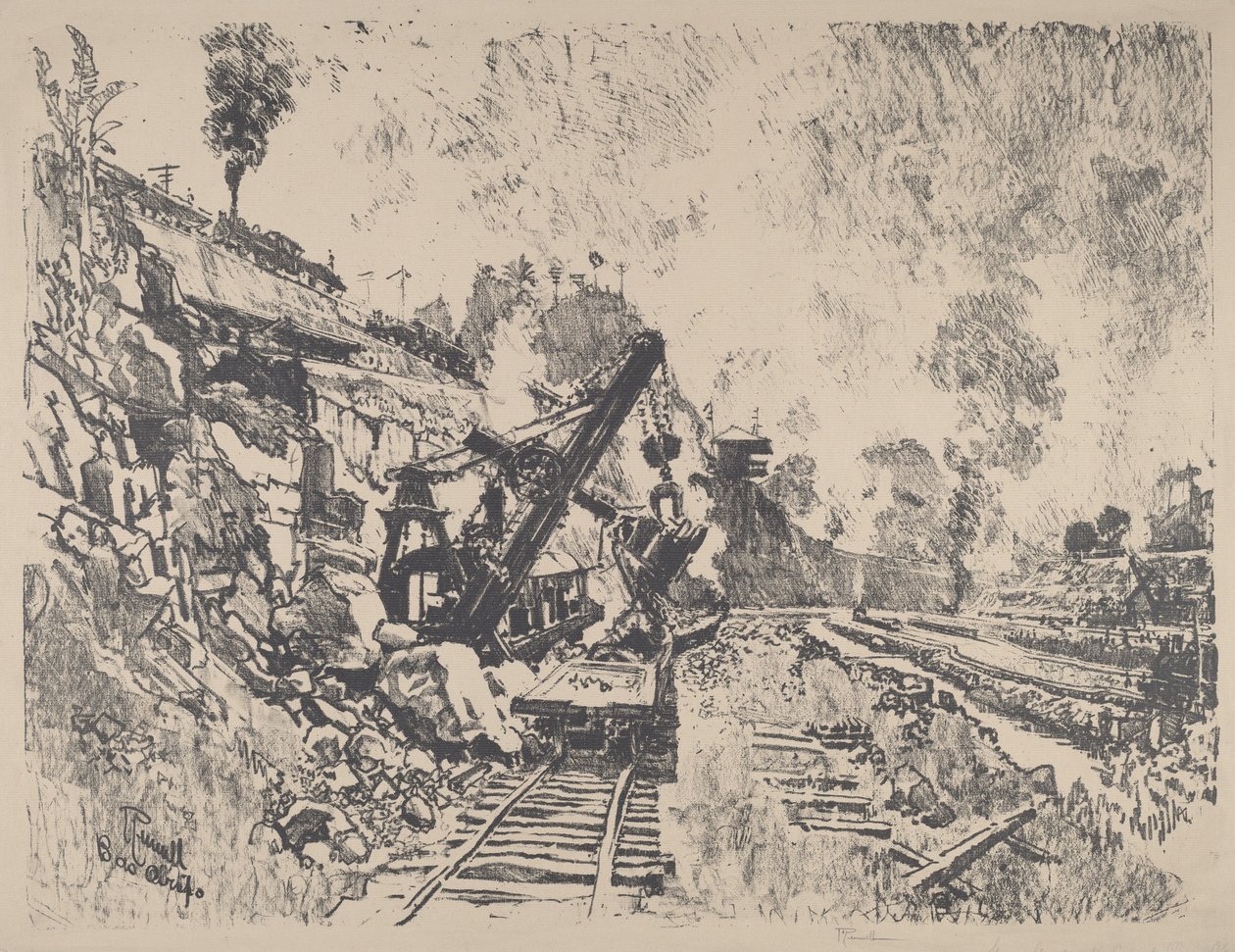 Parní lopata v práci v Culebra Cut, 1912. od Joseph Pennell