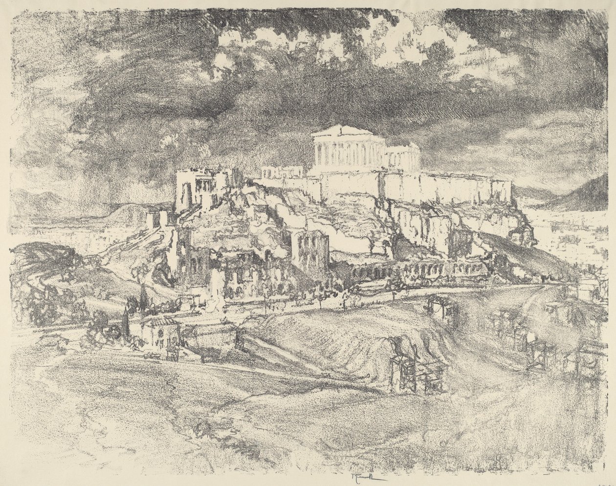Bouře za Akropolí, 1913. od Joseph Pennell