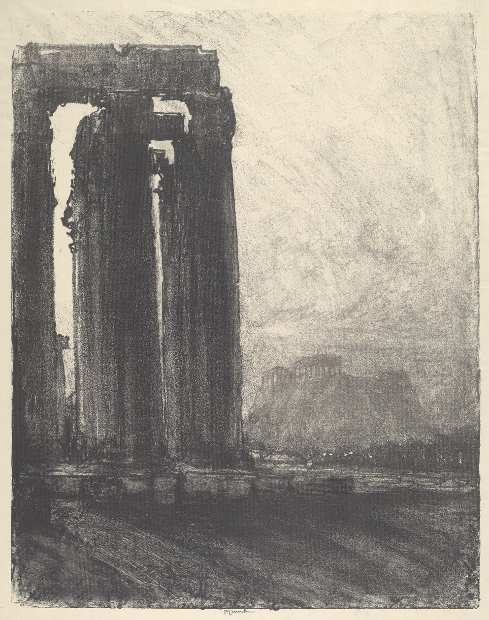 Jupiterův chrám, večer od Joseph Pennell