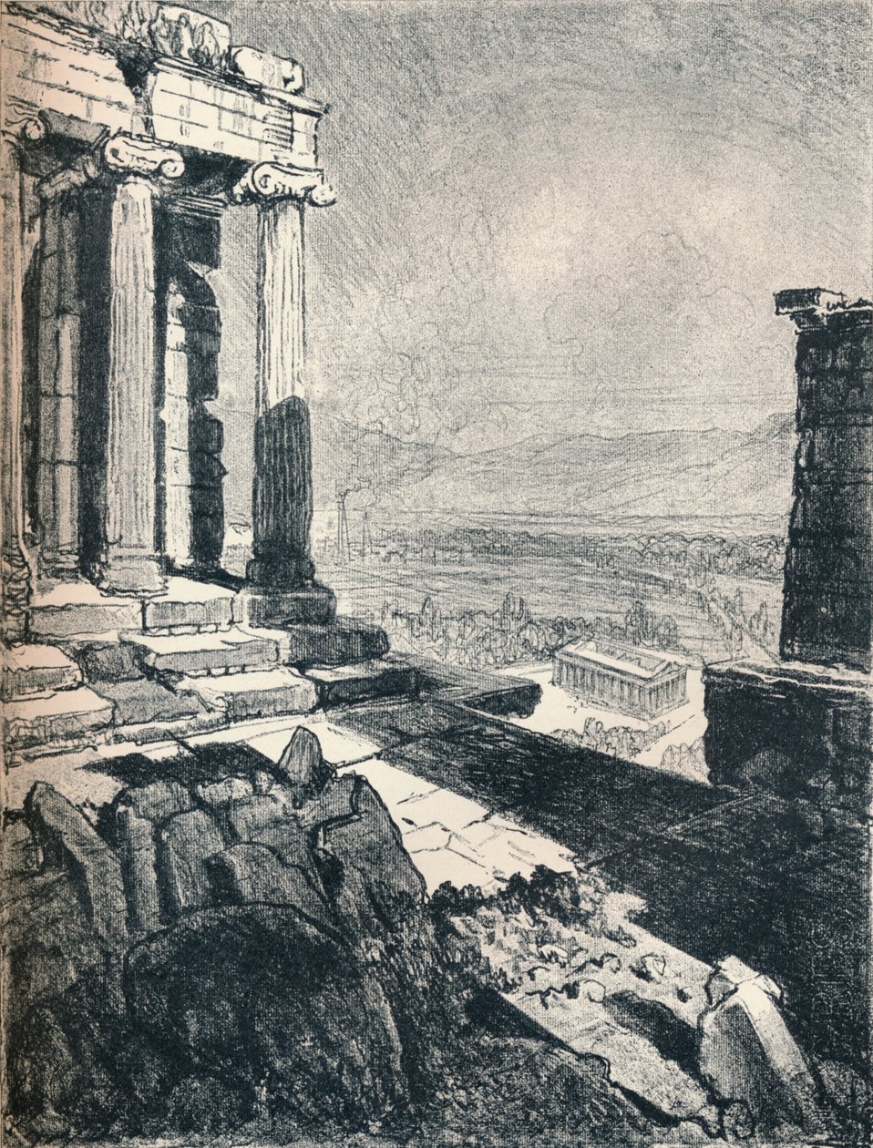 Théseův chrám z Akropole, c1913 od Joseph Pennell