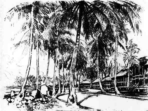 Americká čtvrť, deska I z Panamského průplavu, Joseph Pennell, 1912 (uhel na papíře) od Joseph Pennell