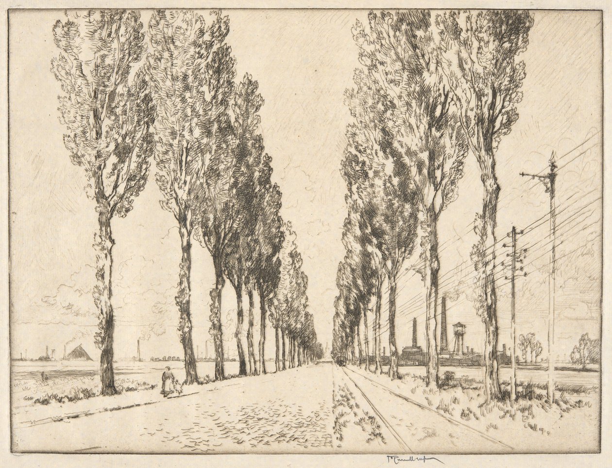 Avenue poblíž Valenciennes od Joseph Pennell