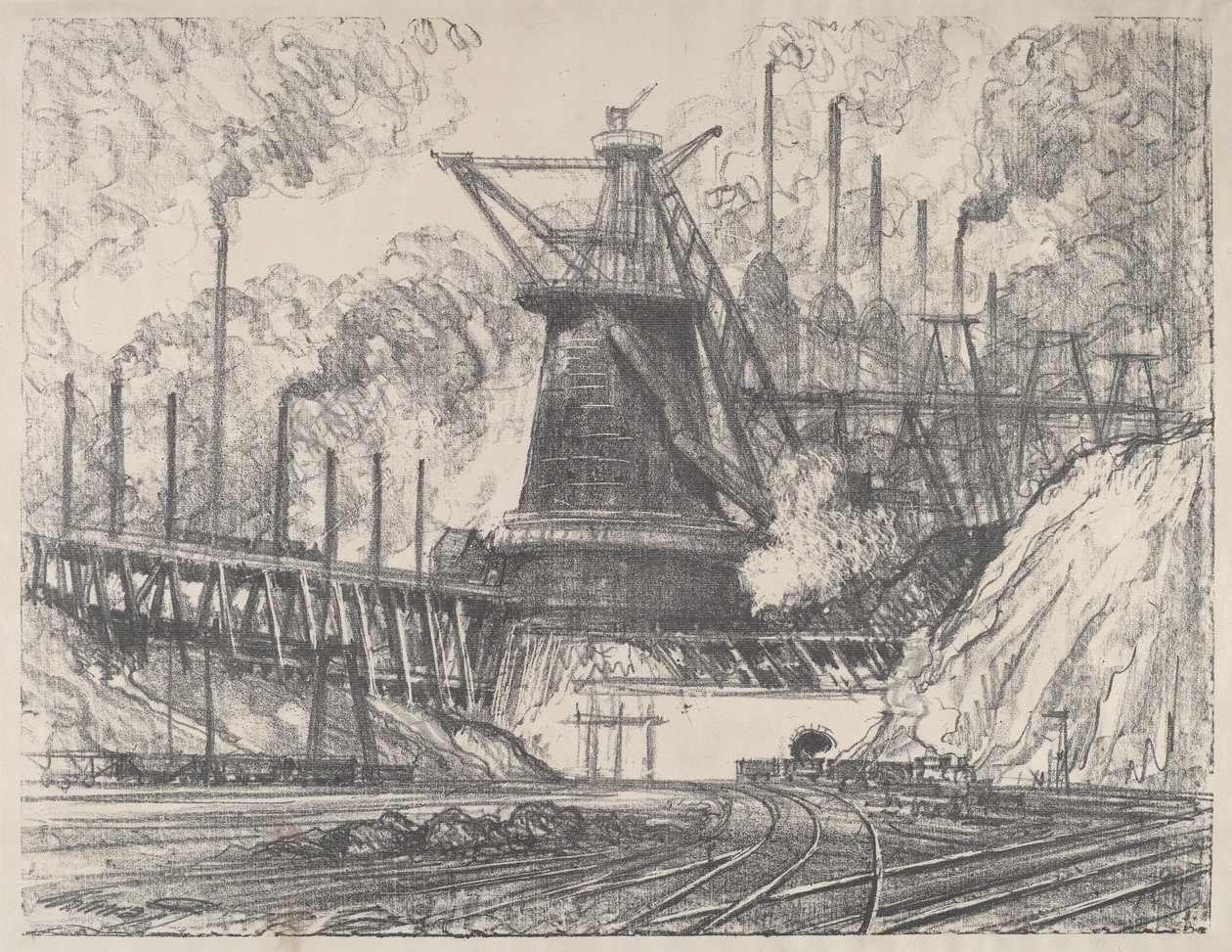 Velká ocelárna, Gary, Indiana od Joseph Pennell