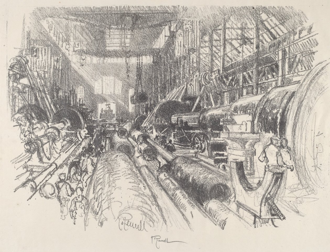 Největší soustruh na světě, 1917. od Joseph Pennell