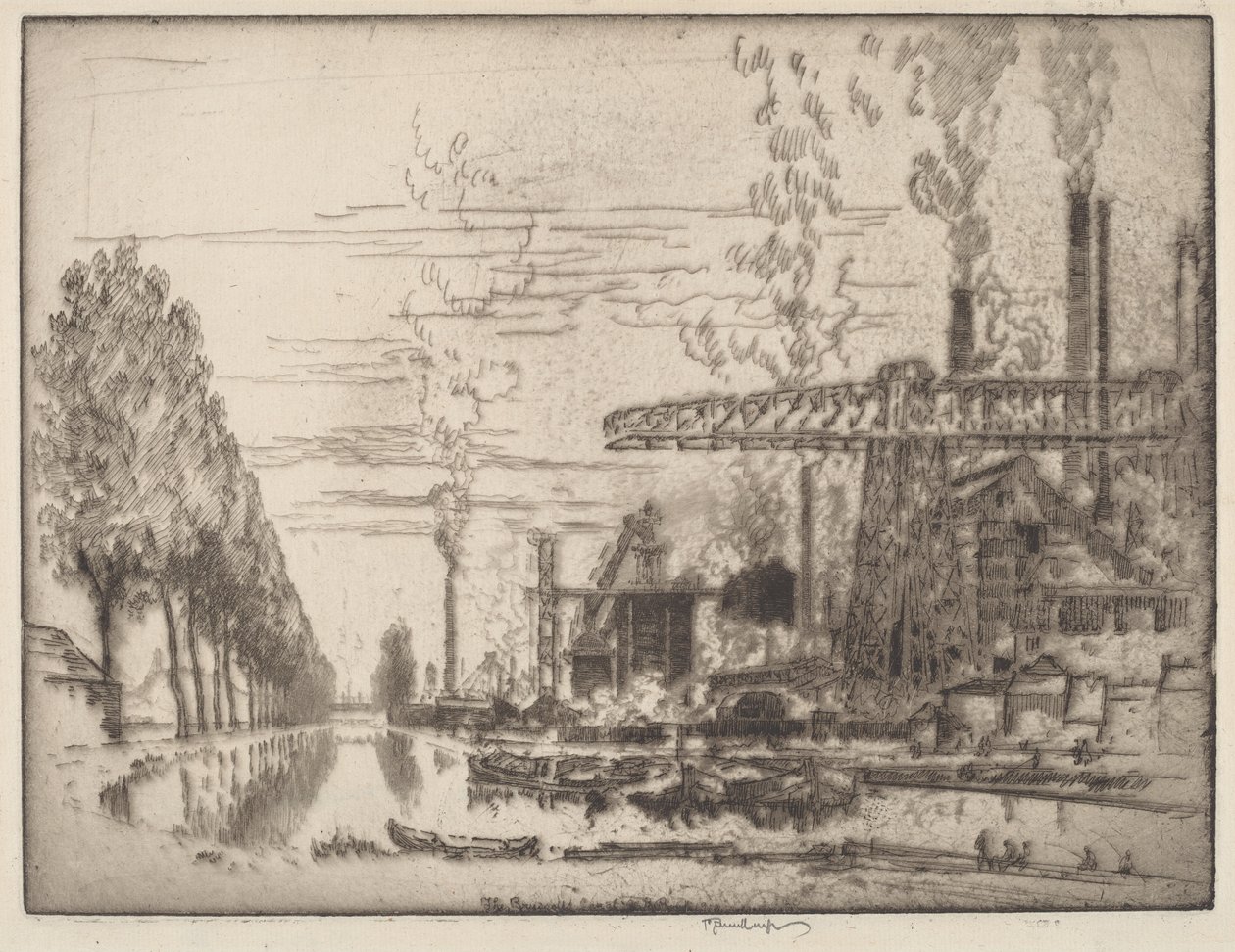Bruselský kanál, moderní Hobbema od Joseph Pennell