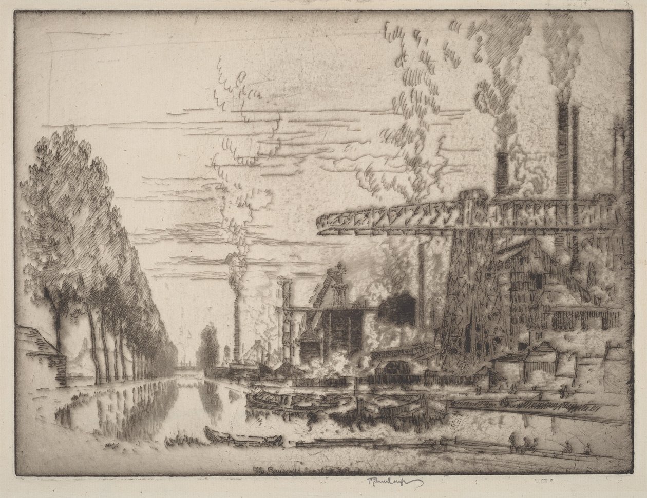 Bruselský kanál, moderní Hobbema od Joseph Pennell