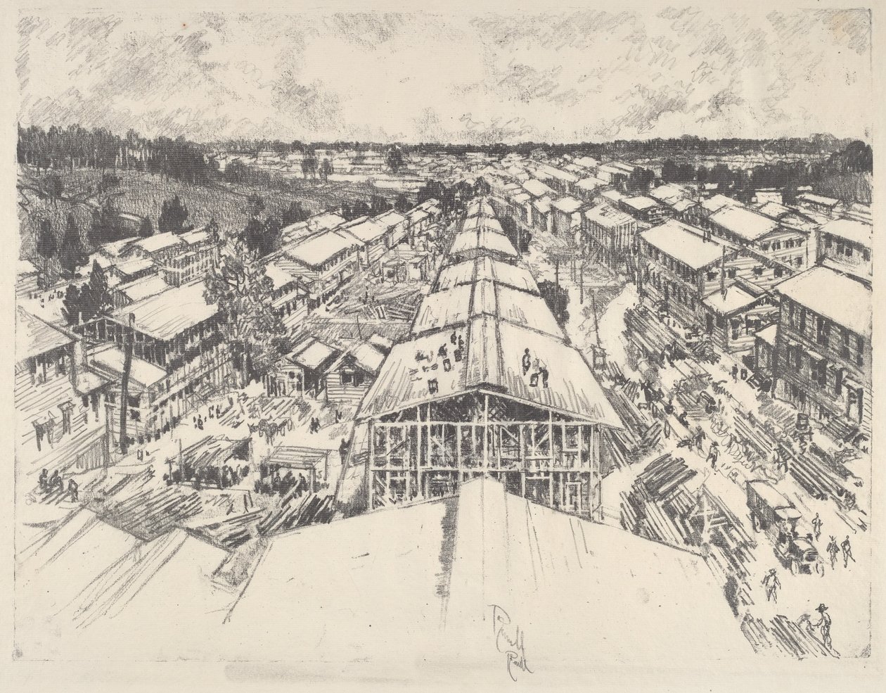 Tábor, nová architektura, 1917. od Joseph Pennell