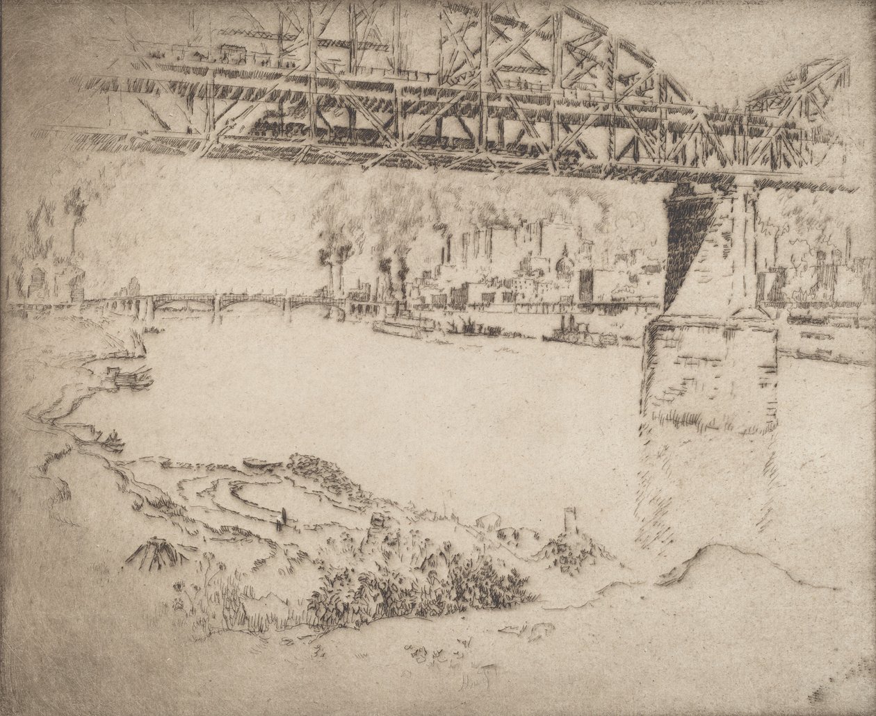 The City Bridge, St. Louis, 1919. od Joseph Pennell