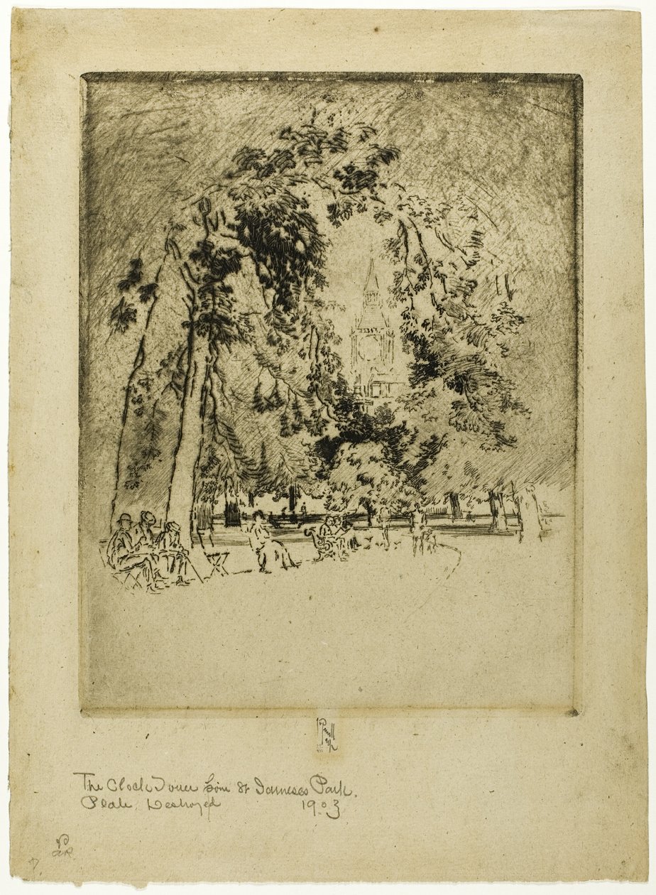 Věž s hodinami, od St. James Park od Joseph Pennell
