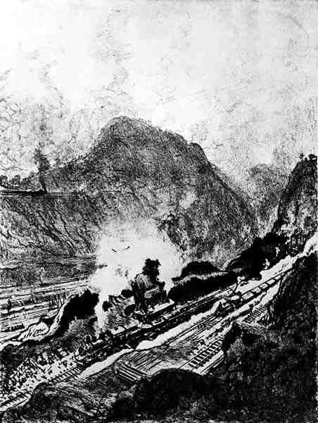 Výřez z Culebra, deska XIII z Panamského průplavu od Josepha Pennella, 1912 (uhl na papíře) od Joseph Pennell