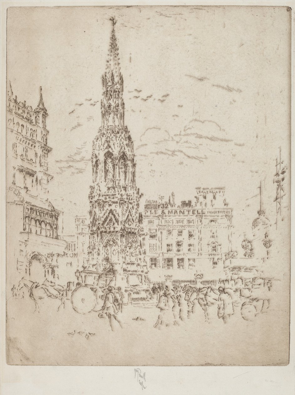 Elinor Cross, před nádražím Charing Cross od Joseph Pennell