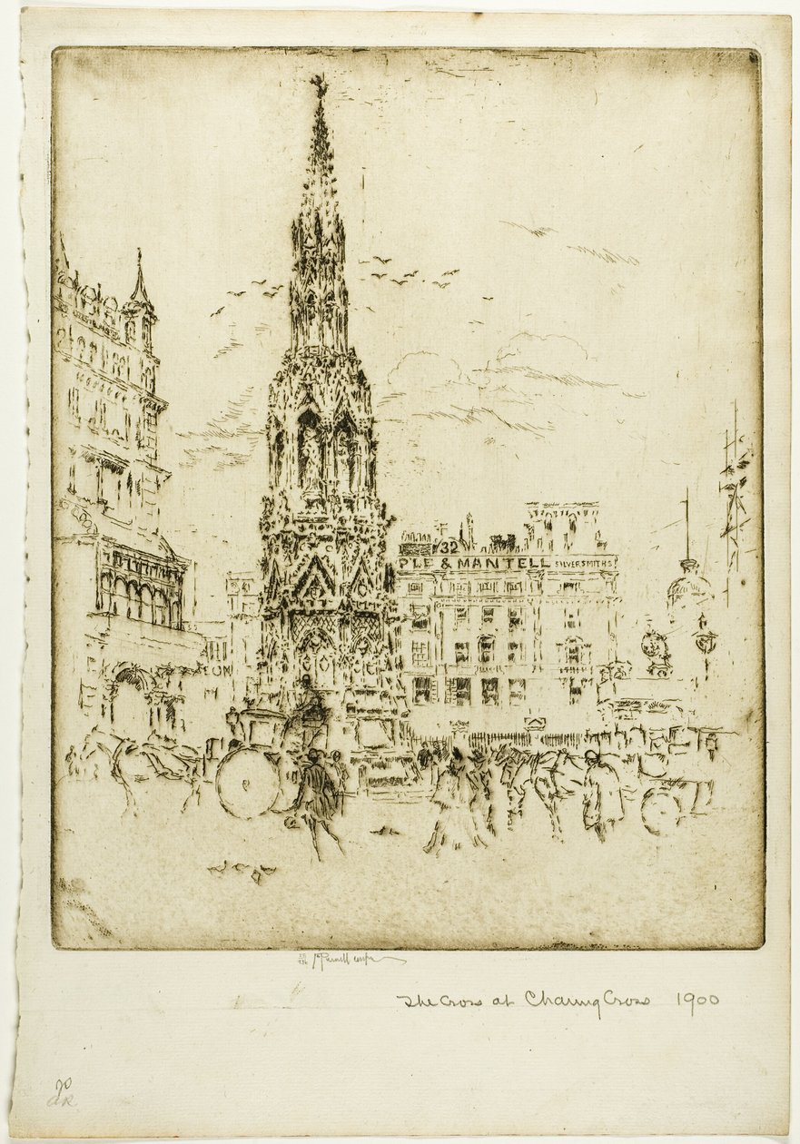 Elinor Cross, před nádražím Charing Cross od Joseph Pennell