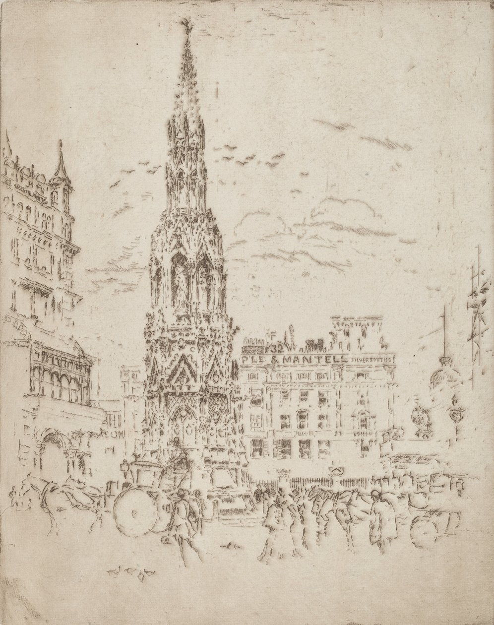 Elinor Cross, před nádražím Charing Cross, 1906. od Joseph Pennell
