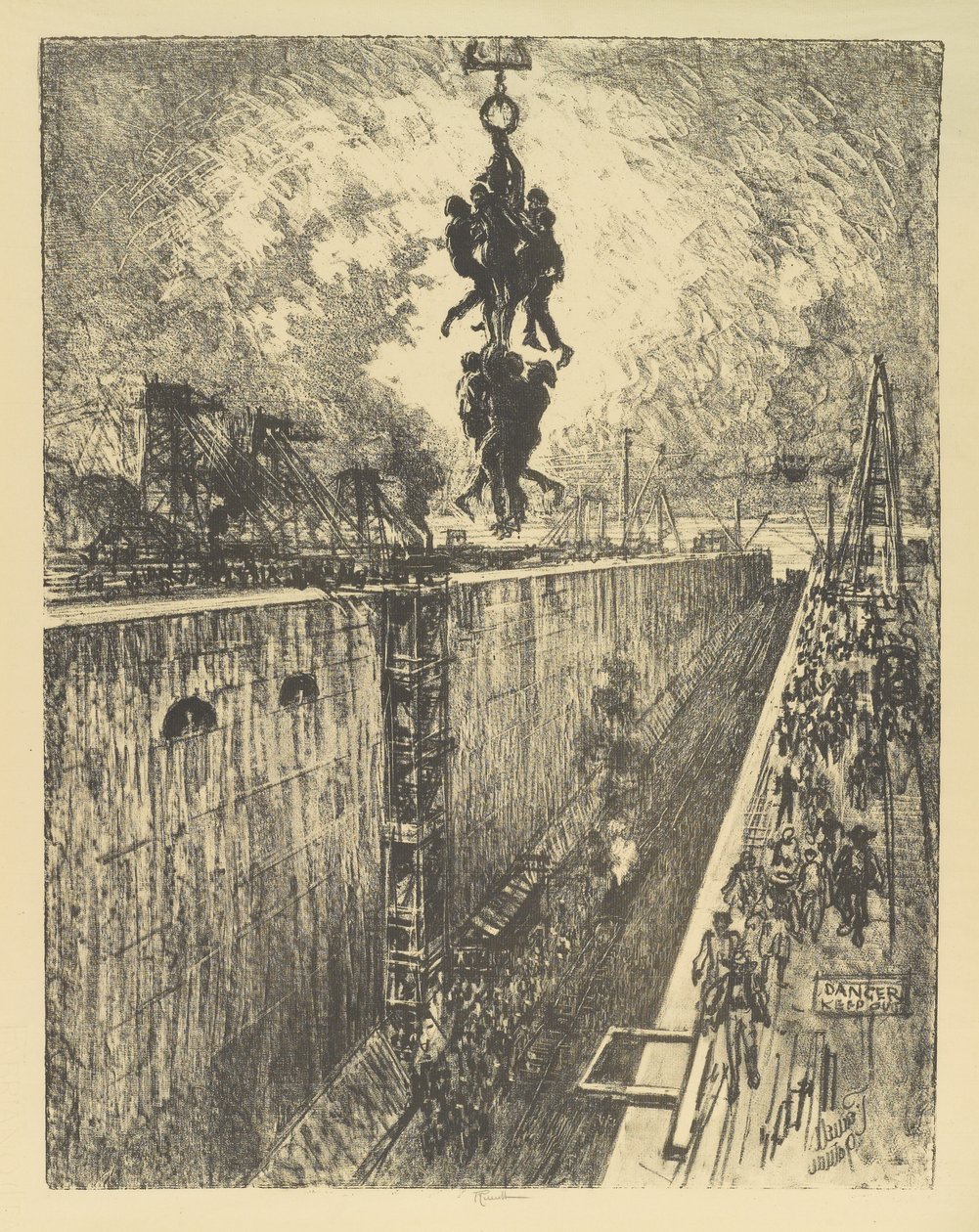 Konec dne, Gatun Lock, 1912 od Joseph Pennell