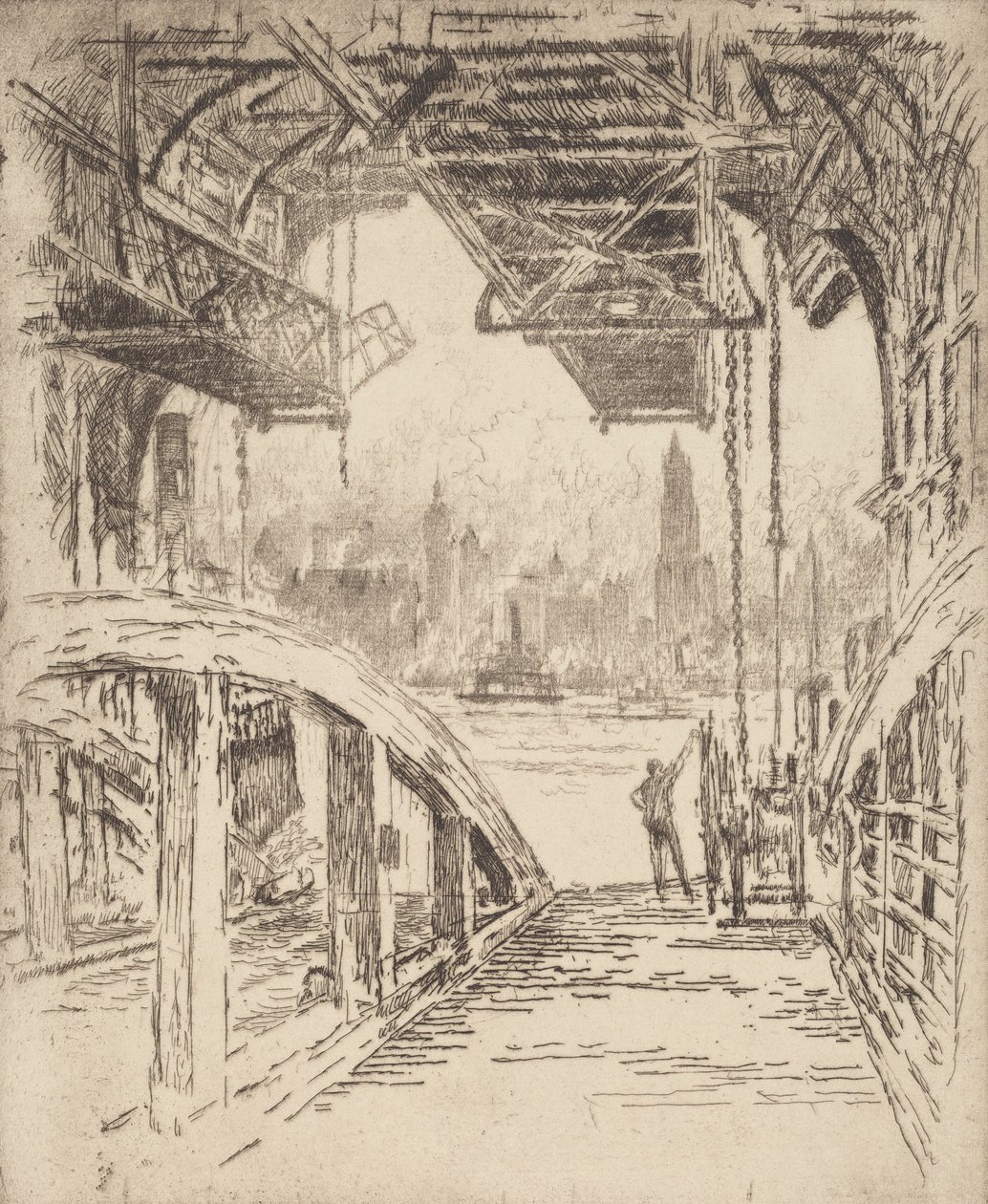 The Ferry House, 1919. od Joseph Pennell