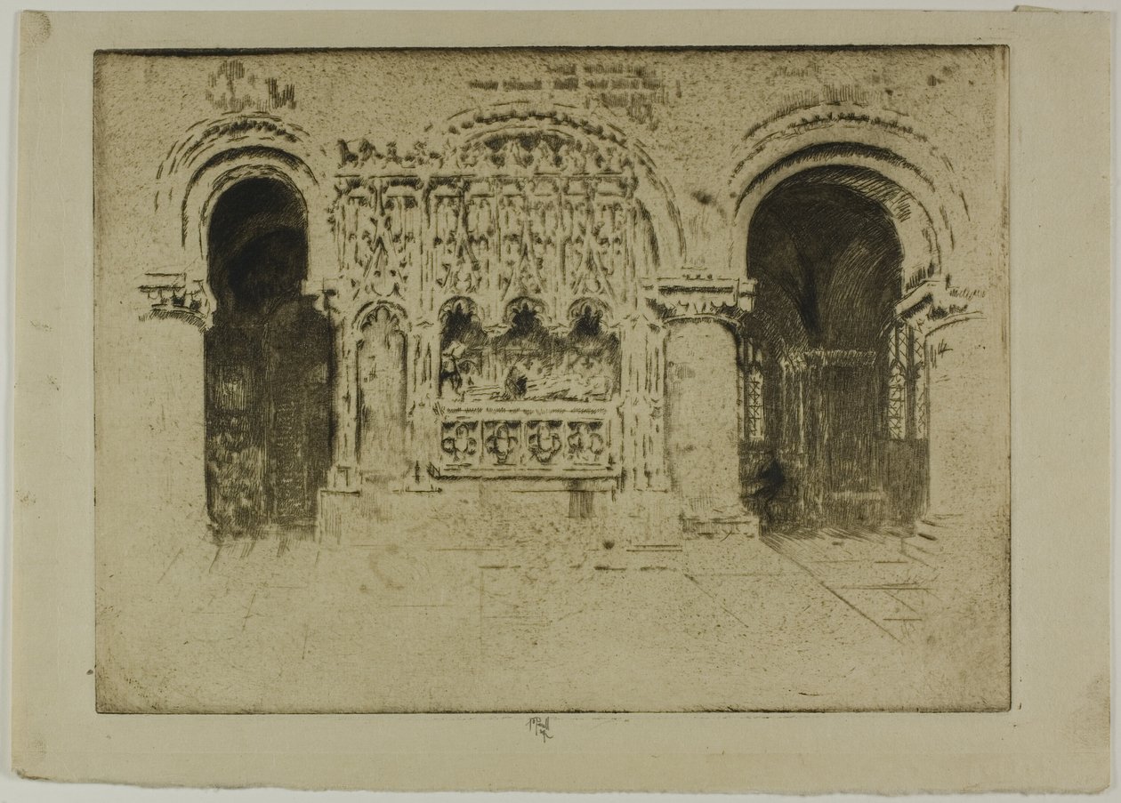 Hrobka zakladatele, kostel sv. Bartoloměje Velikého od Joseph Pennell