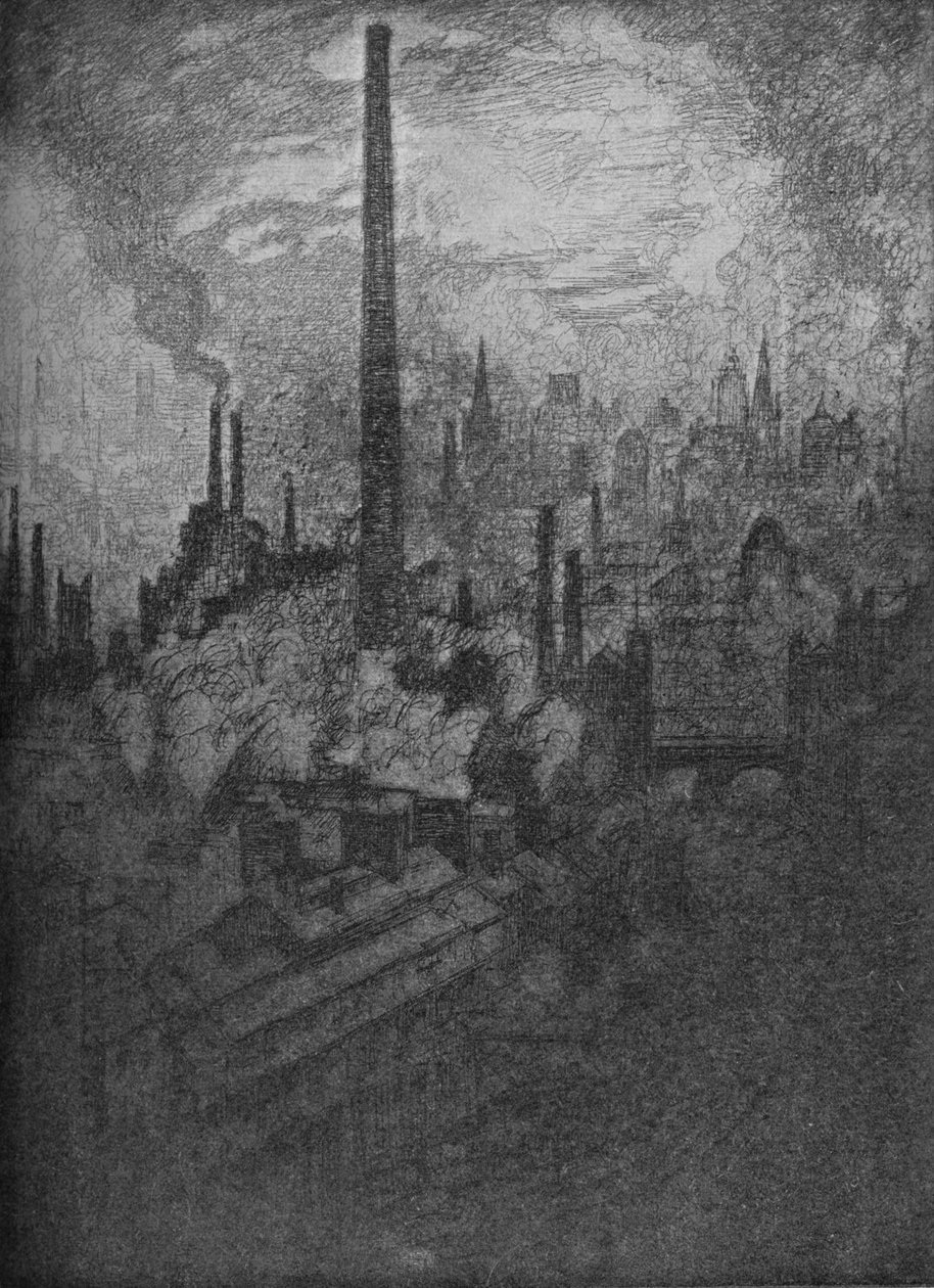 Velký komín, Sheffield, 1910 od Joseph Pennell