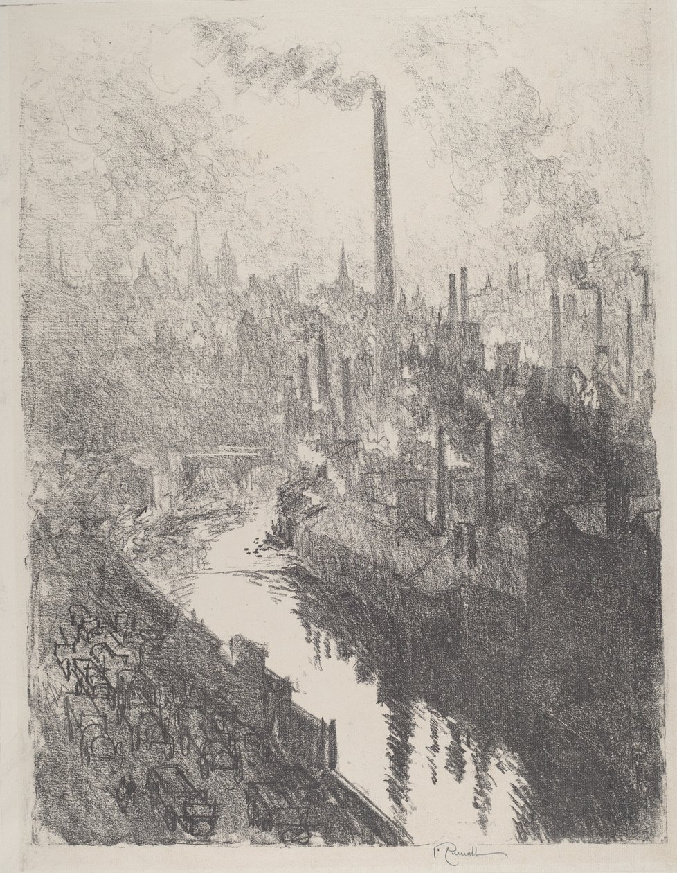 Velký komín, motoristický park, 1916. od Joseph Pennell