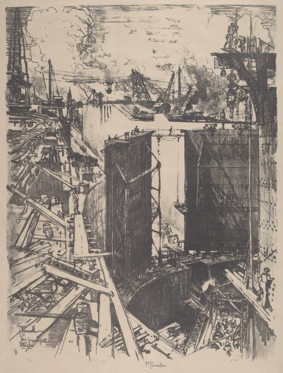 Strážní brána, Gatun Lock, 1912. od Joseph Pennell