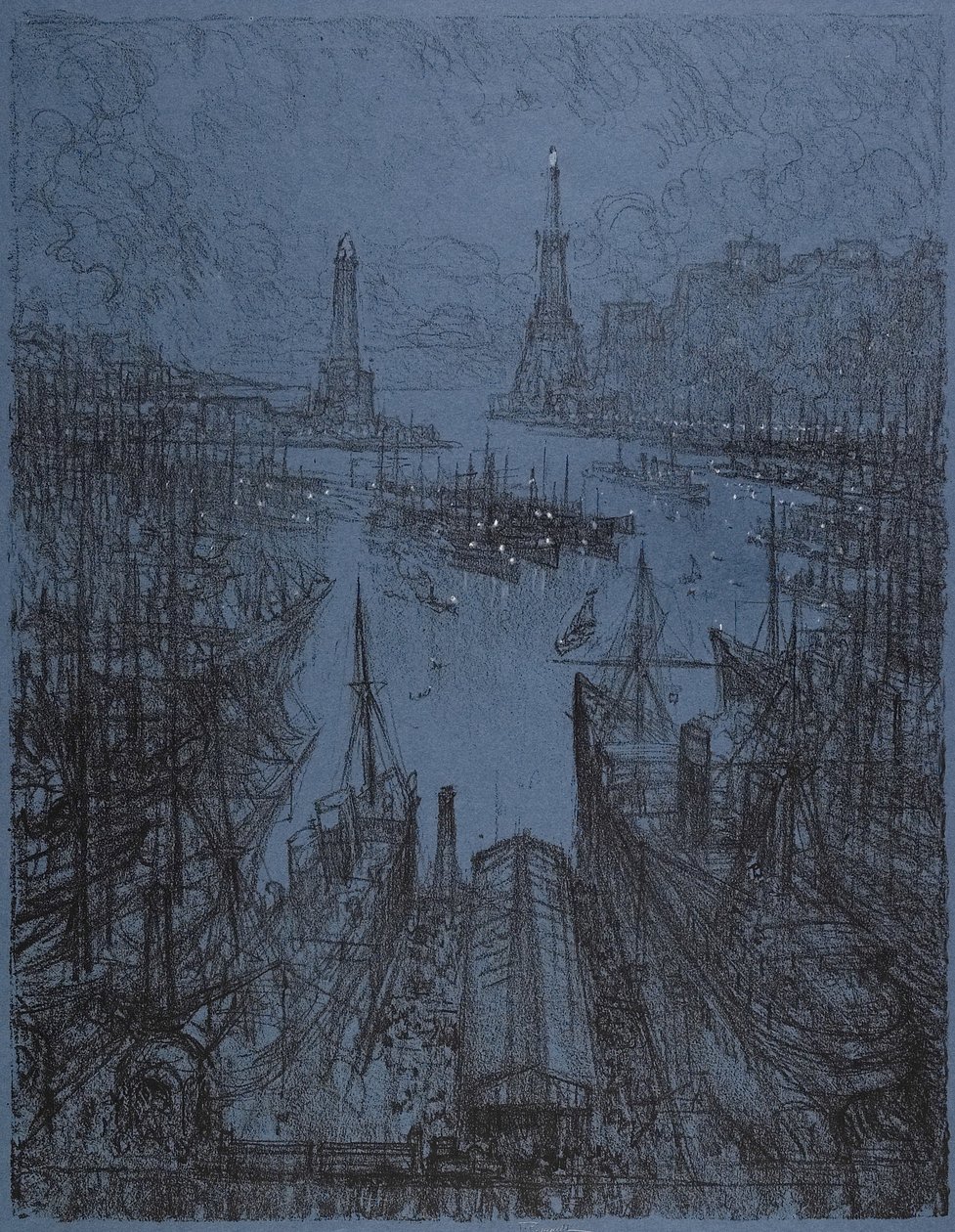 Přístav, Janov, 1913 od Joseph Pennell